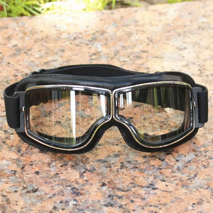 Best Selling Vintage Goggles Motorcycle Leather Goggles Glasses Cruiser Folding Goggles Newest Sunglasses Motocross Safety