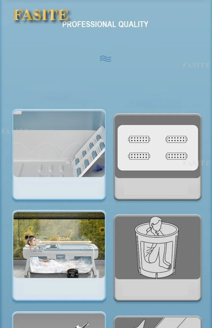 Portable Folding Bathtub for Adults hot Bath Spa Plastic Bathtubs Children Swimming pool Bucket Sauna Lid Cover House Bath Tub