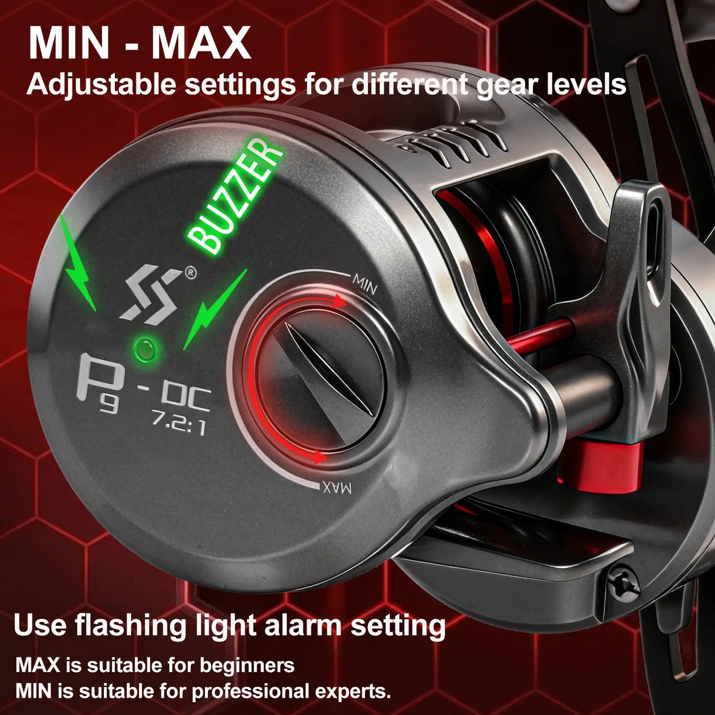 Sougayilang P9-DC Round Baitcasting Reel Electronic DC Brake System 7.2:1 Gear Ratio Ultralight Casting Fishing Reel Saltwater