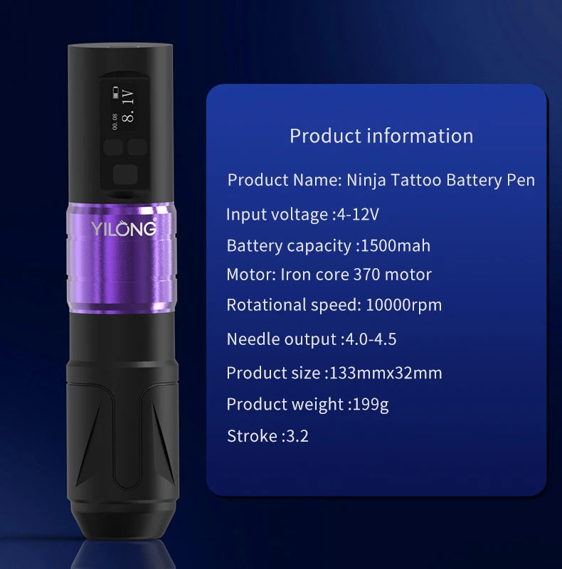 From US Tattoo Kit  YILONG Tattoo Pen Kit For Permanent Makeup Tattoo Machine Kit Wireless Tattoo Power Supply Tattoo Gun Kit