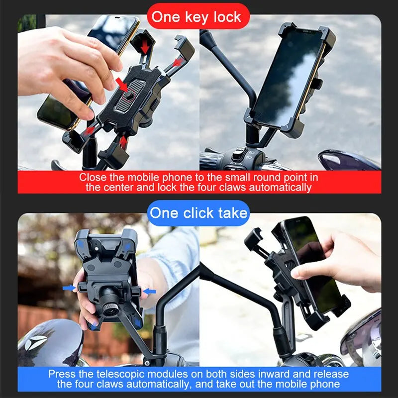 360 Degree Rotatable Bike Phone Holder Universal Bicycle Riding Motorcycle Smart Phone Stand Shockproof Mobile Phone GPS Bracket