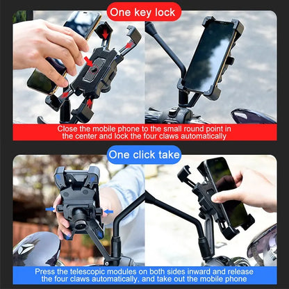 360 Degree Rotatable Bike Phone Holder Universal Bicycle Riding Motorcycle Smart Phone Stand Shockproof Mobile Phone GPS Bracket