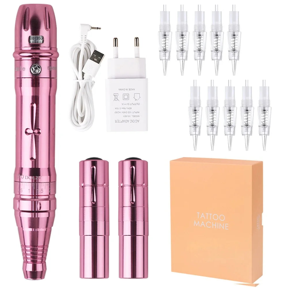 New Wireless PMU Tattoo Machine Permanent Makeup Microblading Eyebrow Lip Eyeliner Professiona Rotary Tattoo Pen Gun Kit