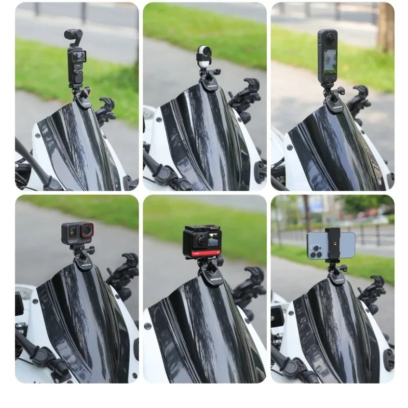 Motorcycle Windshield Clip For Insta360 X4 Ace Pro 2 DJI Action 5 PRO Phone GoPro 13 12 Action Camera Aluminum Alloy Mount Clip