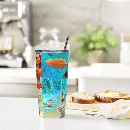 Moana and Pua Cartoon Movie Insulated Tumbler with Straws Stainless Steel Coffee Mugs Double Wall Car Bottle Cups 20oz