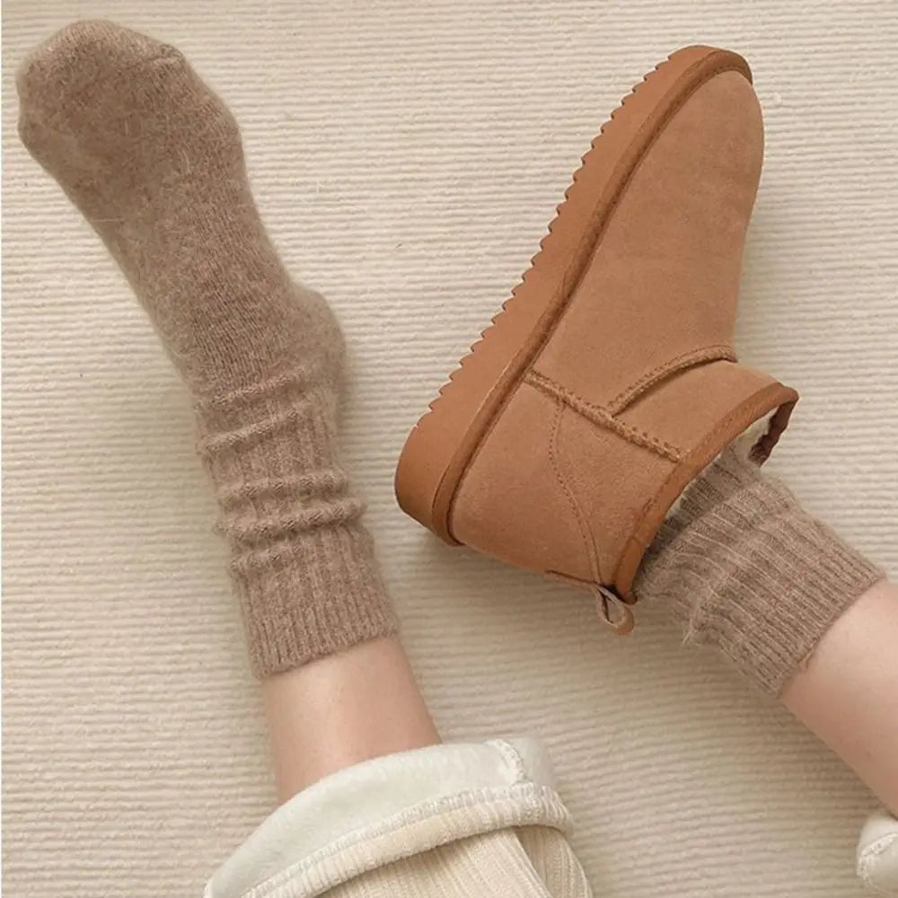 Cashmere winter warm velvet socks fashionable Harajuku thick mid tube socks soft sleep home socks striped women's long socks