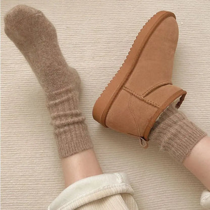 Cashmere winter warm velvet socks fashionable Harajuku thick mid tube socks soft sleep home socks striped women's long socks