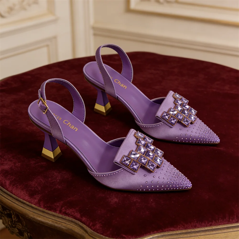 Venus Chan 2026 Chic Orange Rhinestone Pointed Toe High Heels - Elegant Italian-Inspired Women's Footwear for Parties and Specia