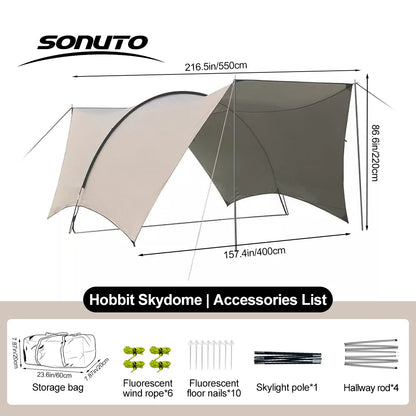 Car Awning Tent 210D Waterproof Windproof UV Sun Shelter Anti-Mosquito Beach Camping Tent Portable for Outdoor