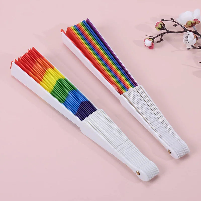 6/12/20/60pcs Vivid Rainbow Portable Folding Fans for LGBT Pride Party Music Fest Dance Wedding Favors for Guests