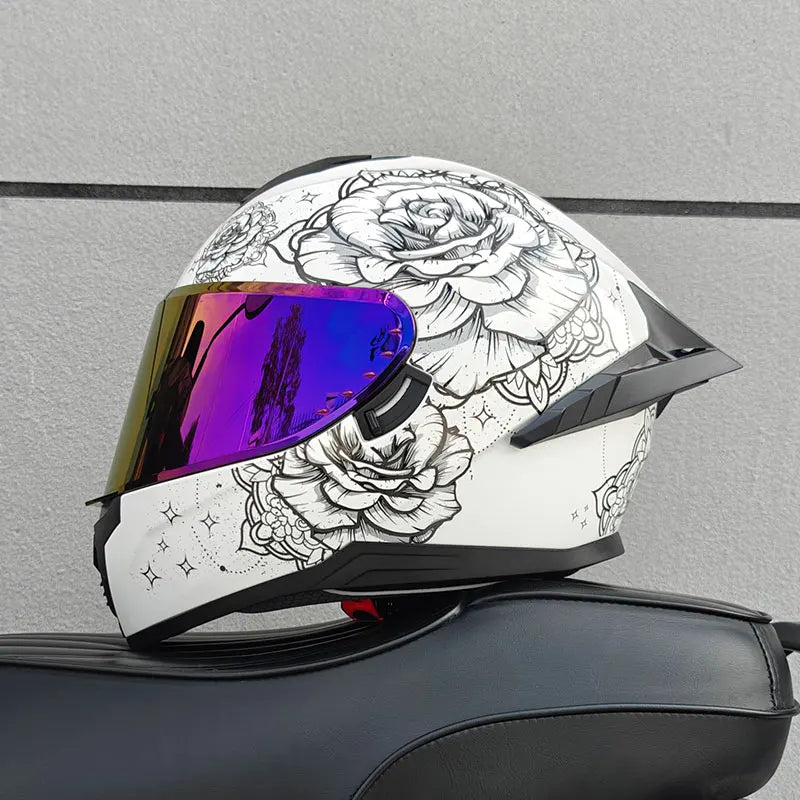 Motorcycle helmet, men's and women's dual lens full face helmet, motorcycle sports car, all season full face helmet