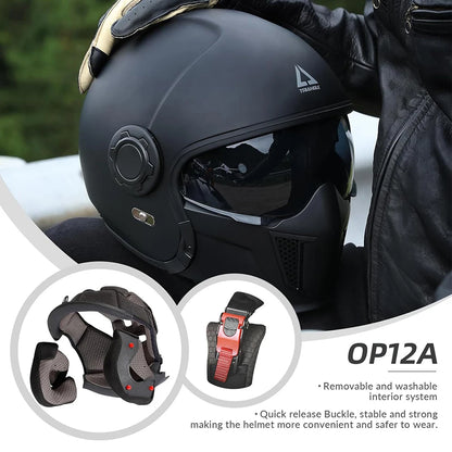Full Face Open Face Motorcycle Helmet Double Lens Folding Modular Helmet Man Woman Retro Moto Integral Helmet