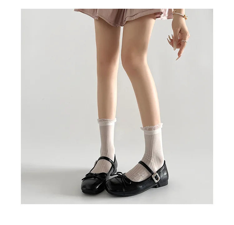 2026 New Spring Vintage Women Ballet Flats Shoes Comfort Round Toe Soft Sole Shoes Elegant Butterfly-knot Dress Grandma's Shoes