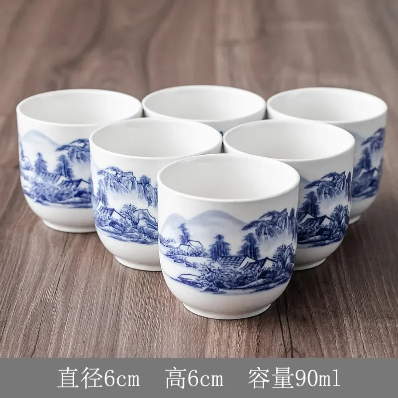 Household Porcelain Teapot Ceramic Large Capacity Pot Blue and White Retro Loop Handle Beam