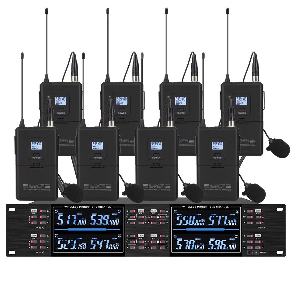 Professional wireless microphone high-frequency, handheld karaoke lavalier microphone, 8-channel stage performance
