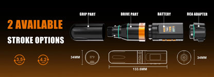 PEPAX Leve H2 Wireless Tattoo Machine Pen 2pcs Battery Tattoo Pen Machine Brushless Motor 3.5/4.2/5.0MM Stroke
