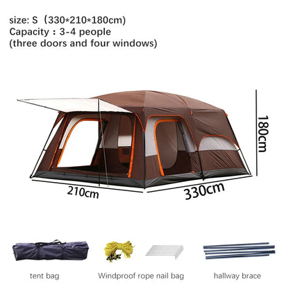 4 Person Camping Tent, Waterproof Large Family Tent, Premium Outdoor Shelter, Fit For RV, Heavy Duty Camping Equipment