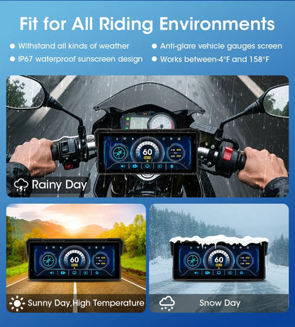 Jansite Portable 7/8.1 inch IP67 Waterproof Motorcycle 4K DVR GPS Navigation Wireless Carplay Android Auto Moto Recorder Monitor