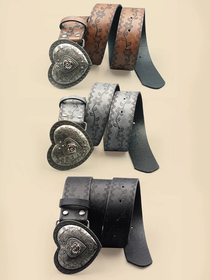 Heart Shaped Women's Casual Belt, Retro Embossed Carved Women's Belt, Dress, Jeans, Suit, Shirt Decoration