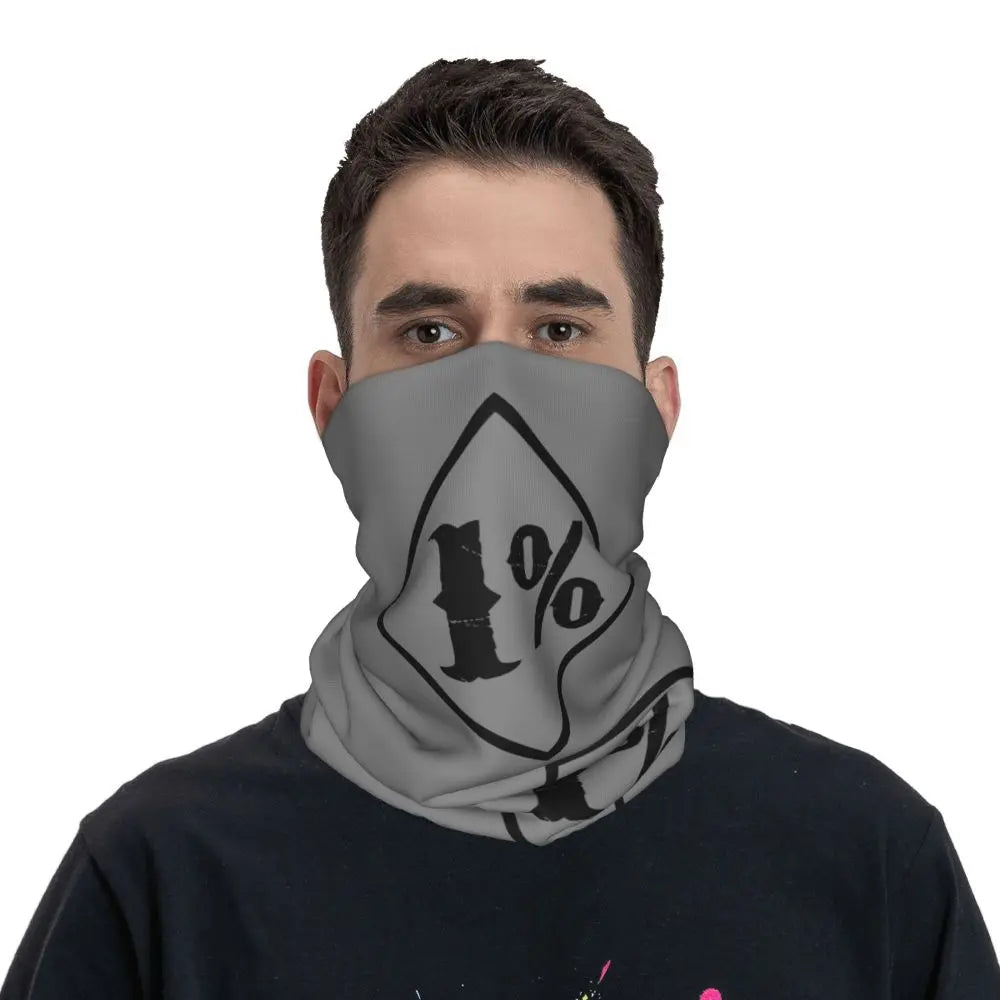 One Percenter 1% Bandana Neck Gaiter Printed Motorcycle Club Biker Wrap Scarf Multifunctional Headwear Outdoor Unisex Adult