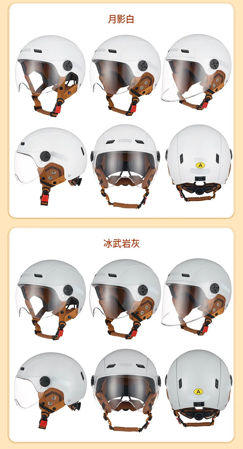 BEON Light Helmet Electric Motorcycle Lightweight Half Helmet Detachable Warm Ear Protection Capacete De Motocicleta