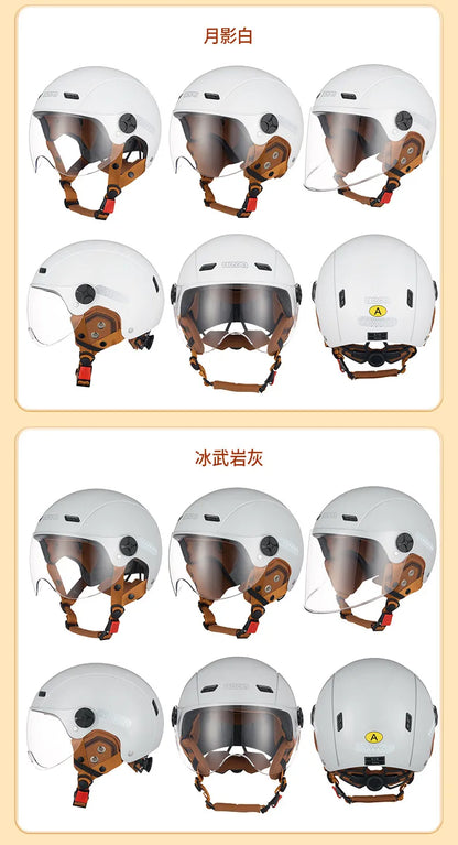 BEON Light Helmet Electric Motorcycle Lightweight Half Helmet Detachable Warm Ear Protection Capacete De Motocicleta