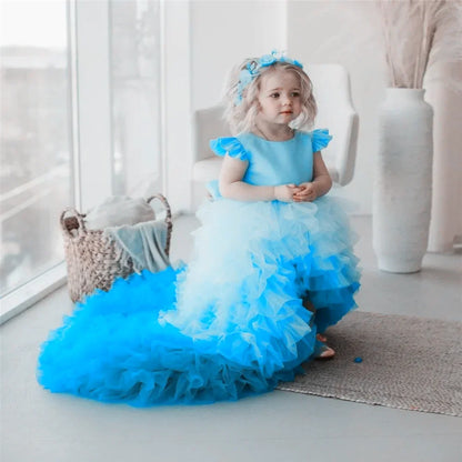 Lovely White Satin Flower Girl Dress for Wedding Dresses Little Princess Bow Kids Birthday Party Evening Customise Gowns