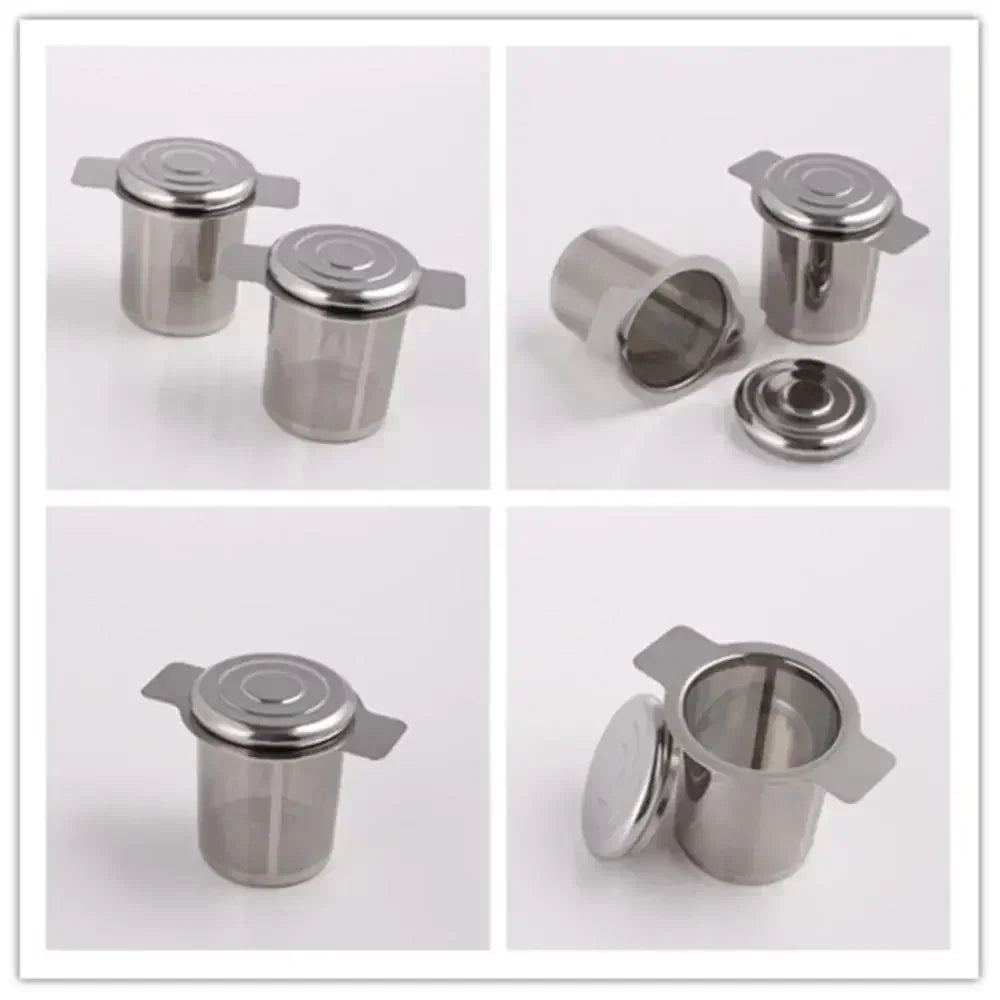 Loose Leaf Tea Infuser Stainless Steel Double Handle With Lid Fine Mesh Coffee Filter Hanging Cup Leak Proof Strainer‌