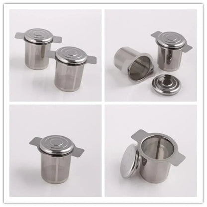 Loose Leaf Tea Infuser Stainless Steel Double Handle With Lid Fine Mesh Coffee Filter Hanging Cup Leak Proof Strainer‌