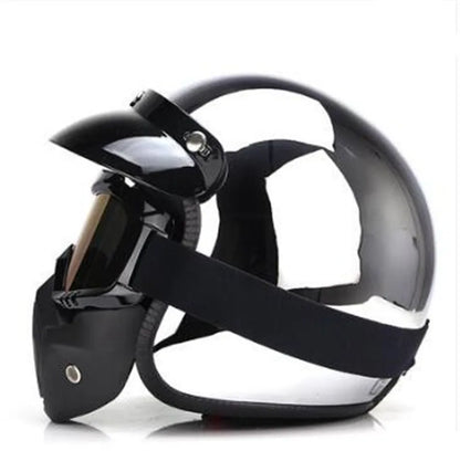HOT Unique Silver Plating Open Face Retro Motorcycle Helmet Vintage Moto Chrome Helmet Sliver Jet Moto 3/4 Half Casco Casque