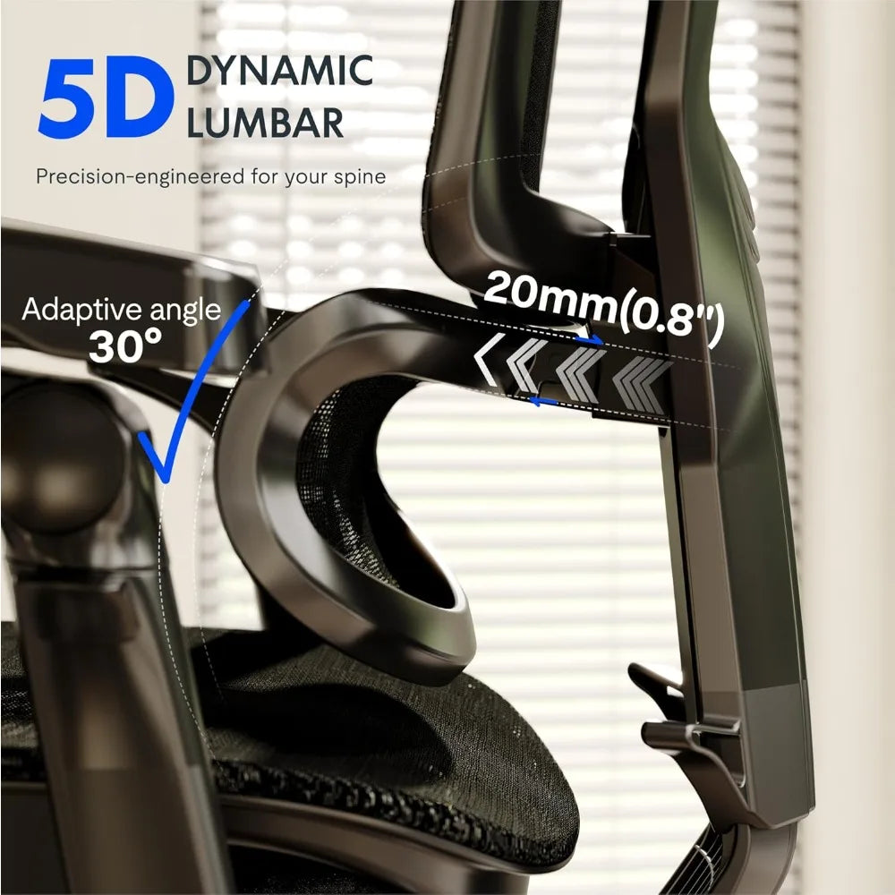 ErgoX-PRO Ergonomic Office Chair with Footrest Black – AeroWeave 5.0 Mesh Seat, 5D Lumbar, 7D Armrests, 4D, Customized
