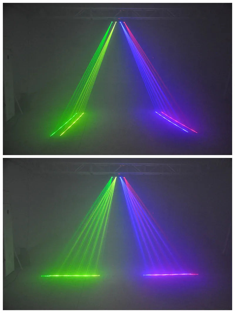 Party lights, DJ disco lights, 4-beam DMX and voice-controlled laser lights, light show stroboscopic party lights ambient lights