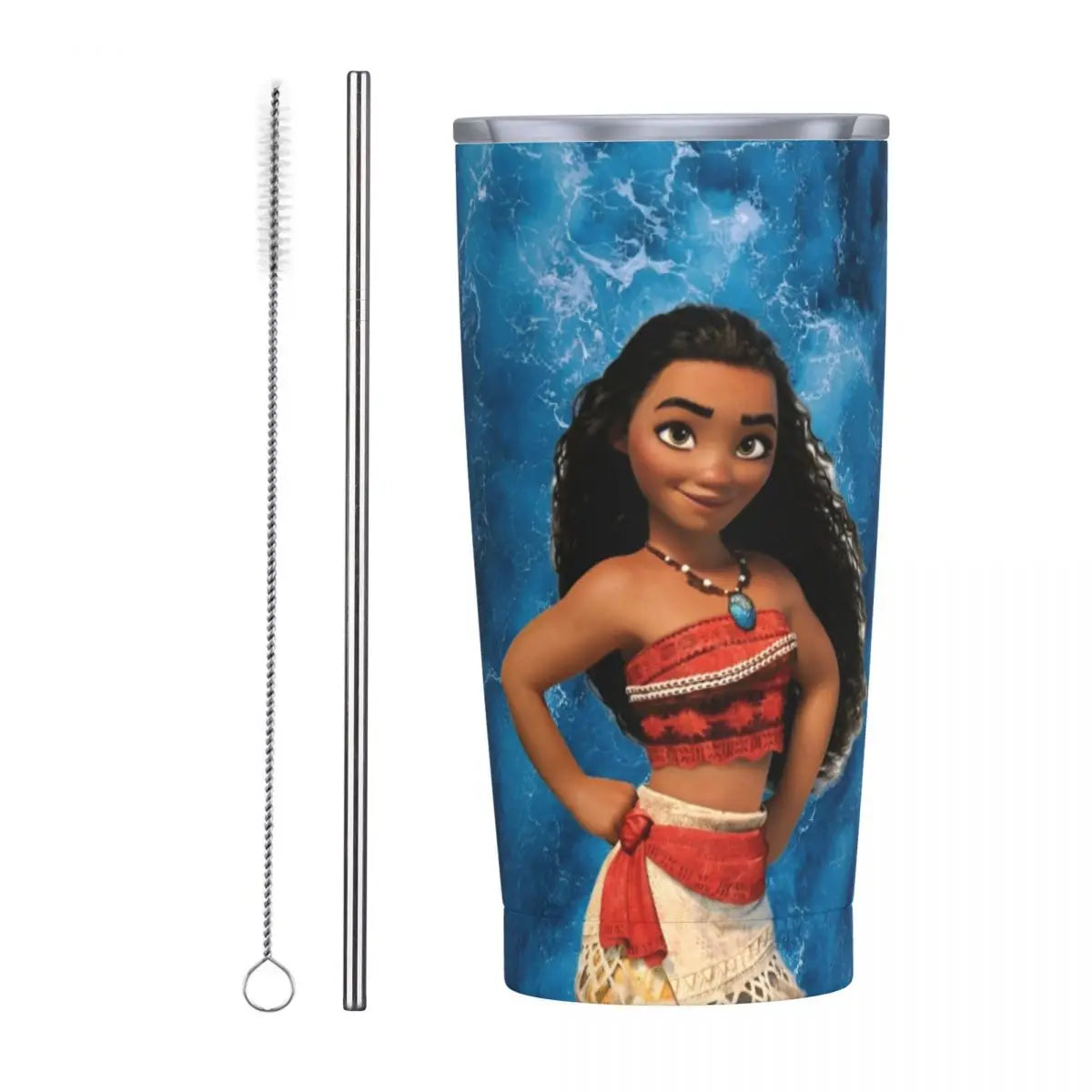 Moana and Pua Cartoon Movie Insulated Tumbler with Straws Stainless Steel Coffee Mugs Double Wall Car Bottle Cups 20oz