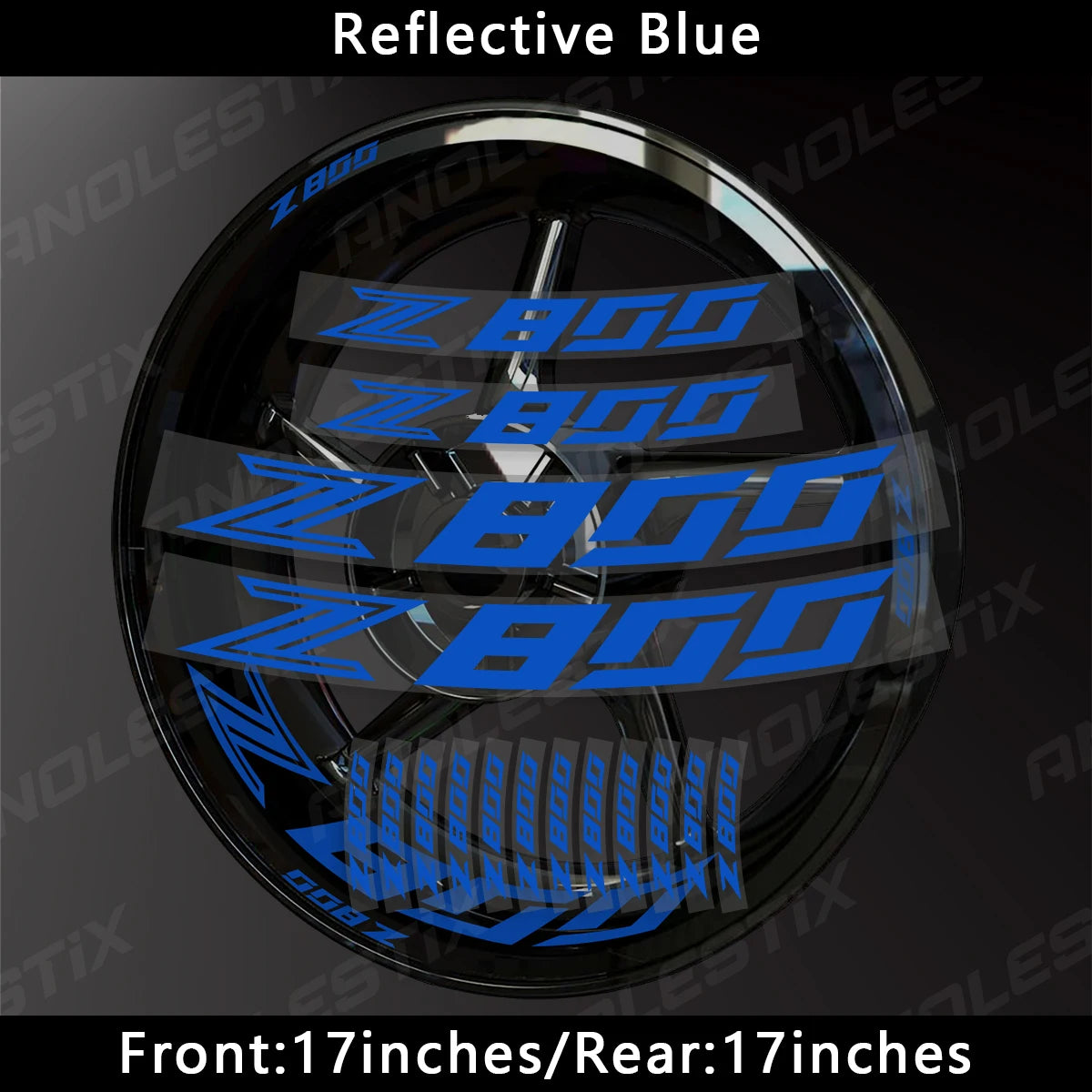AnoleStix Reflective Motorcycle Wheel Sticker Hub Decal Rim Stripe Tape For Kawasaki Z800 2018 2019 2020 2021 2022 2023 2024