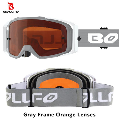 Dirt Bike Goggles with Tear-Off Quick-Release Ready Lens UV400 Motocross Glasses TPU Dual-Cycle Defogging Motorcycle Eyewear