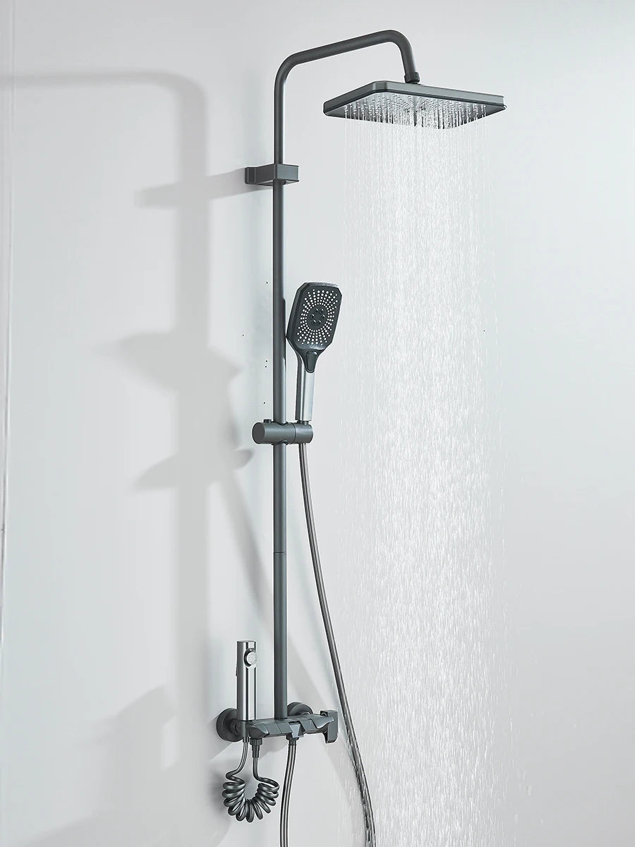 4-way Piano Shower System With Rain Shower Bidet Faucet Hot Cold Water Mixer For Bathroom Shower Kit