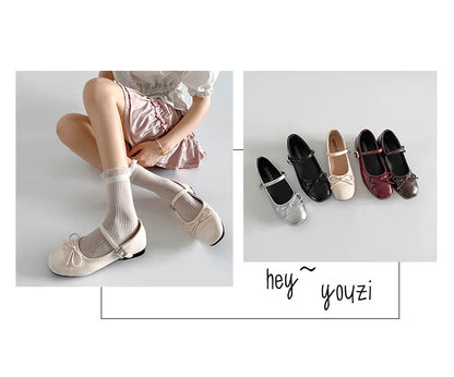 2026 New Spring Vintage Women Ballet Flats Shoes Comfort Round Toe Soft Sole Shoes Elegant Butterfly-knot Dress Grandma's Shoes