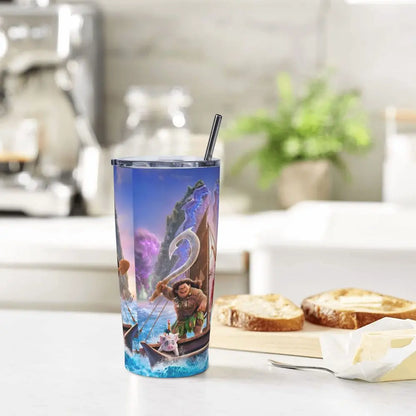 Moana and Pua Cartoon Movie Insulated Tumbler with Straws Stainless Steel Coffee Mugs Double Wall Car Bottle Cups 20oz