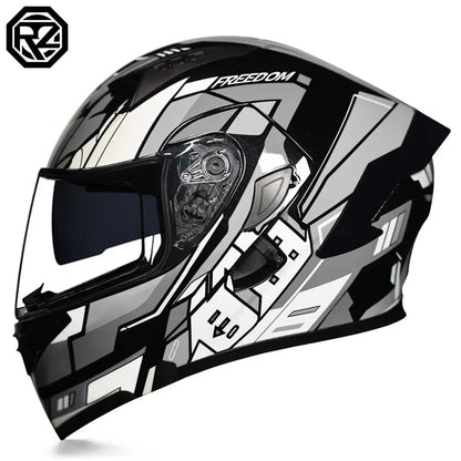 Full Face Motorcycle Helmet for Men and Women - Dual Lens Anti-Fog All Season Riding