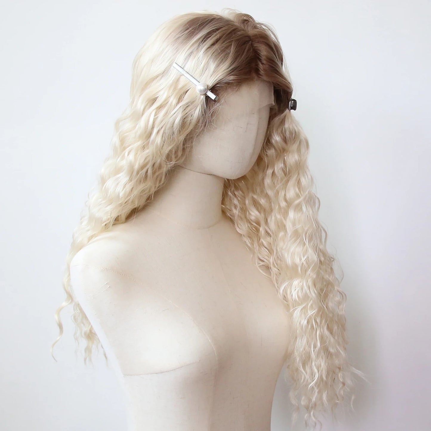 Black Romance Curly Synthetic Lace Front Wig Long Deep Curly Jet Black Lace Front Synthetic Wig Pre Plucked Natural Hairline