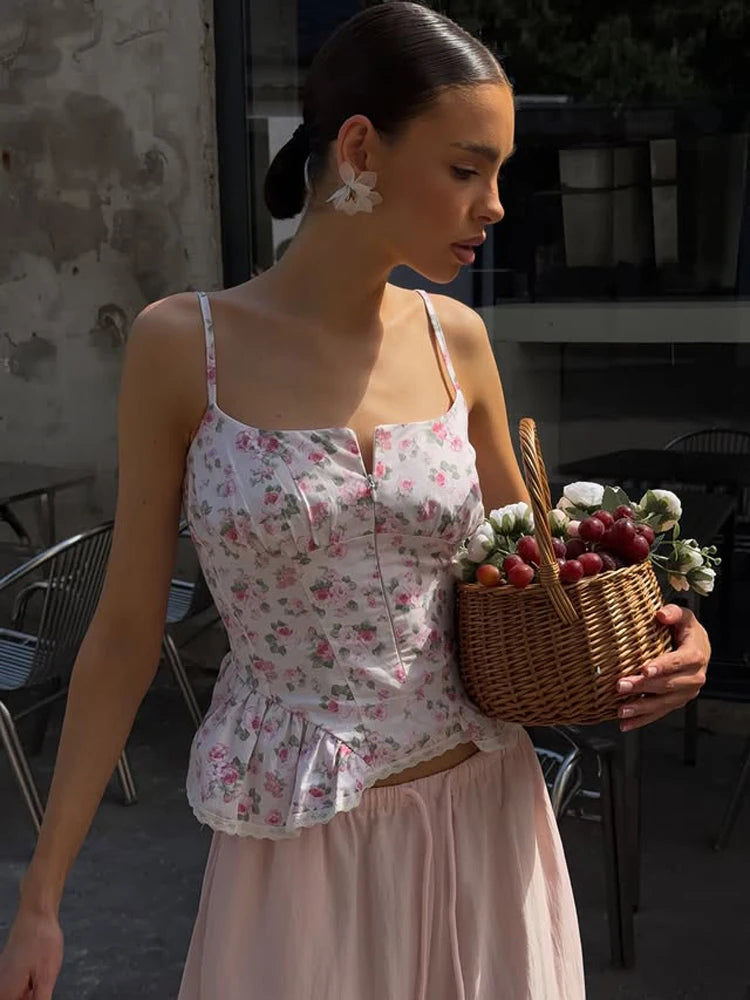 Pink Printed Women's Dress Fashion Wide Shoulder Straps And Pleated Hem Cinched Waist Vestido 2026 Lady Party Vacation Gowns