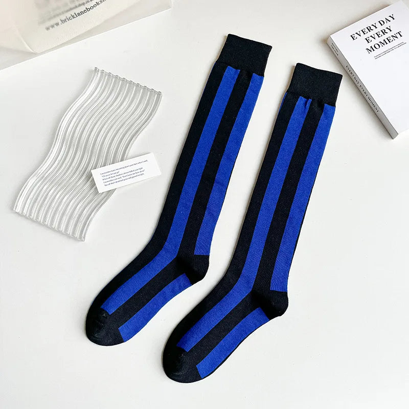 Socks Women's High Tube Calf Knee-length Socks Retro Illustration Art Abstract Street Autumn and Winter Cotton Socks High Sock