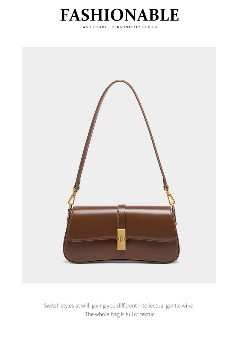 Toptrends Elegant Genuine Leather Underarm Shoulder Bags For Women 2025 Luxury Designer Crossbody Purses Saddle Ladies Handbags