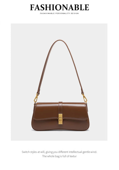 Toptrends Elegant Genuine Leather Underarm Shoulder Bags For Women 2025 Luxury Designer Crossbody Purses Saddle Ladies Handbags