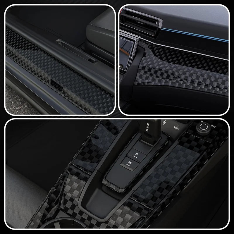 Premium PET Black Checkered Carbon Vinyl Wrap Roll Air Release Self Adhesive Decal Automotive Car Wrapping Foil
