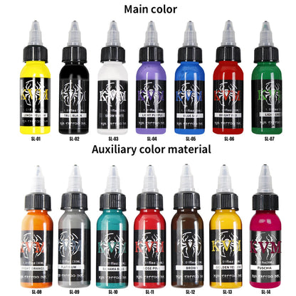 KVM 1oz (30ml) 7/14 Colors Professional Tattoo ink for Body Art Natural Plant Micro Pigment Permanent Tattoo Ink For Body Paint
