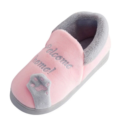 Women Winter Home Slippers Cartoon Cat Non-Slip Warm Indoors Bedroom Floor Shoes Zapatos Mujer 2024 Tendencia