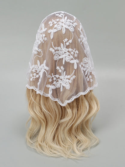 Wholesale French Lace Triangle Scarf Embroidered Flower Lace Scarf Small Shawl Crochet Head Scarf Headwraps Bandana For Women