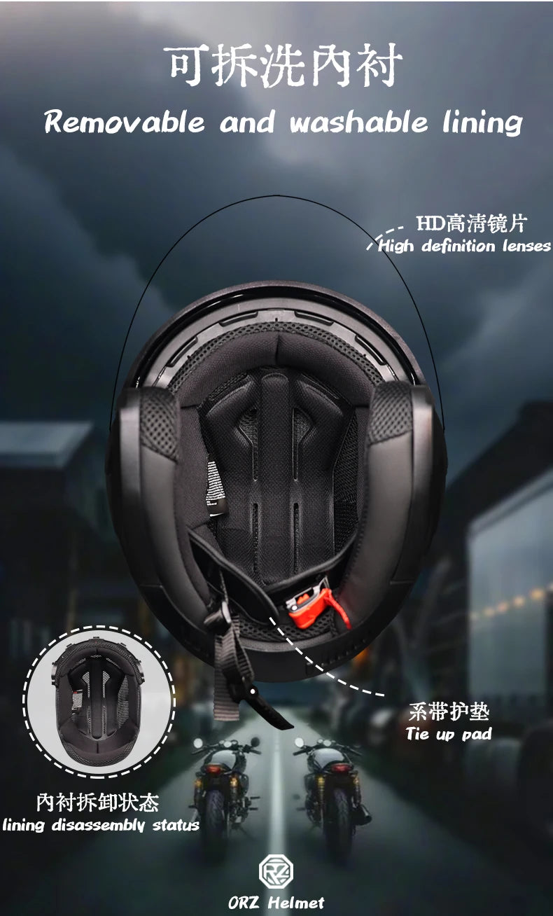 ORZ-705 Latest High Quality Motorcycle Helmet Half Covering Dual Lens Cascos para Motos Male Female Couple Capacetes de Moto