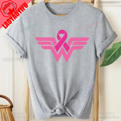 Cancer Ribbon Wonder lady T-Shirt Cancer Awareness Shirt Cancer Survivor Warrior print shirts aesthetic clothes cotton tee tops